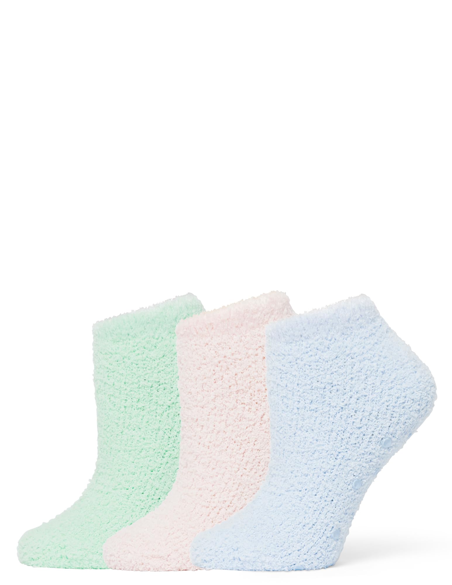 No nonsense womens Shortie Slipper Sock, 3 Pair Pack, Light Blue/Light Pink/Minty, 4-10