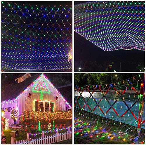 9.8ft x 6.6ft 200LED net Lights, Outdoor Christmas Decorative mesh Lights with 8 Working Modes for Holiday, Party, Wedding, Garden, Christmas Decorations (Multicolor)