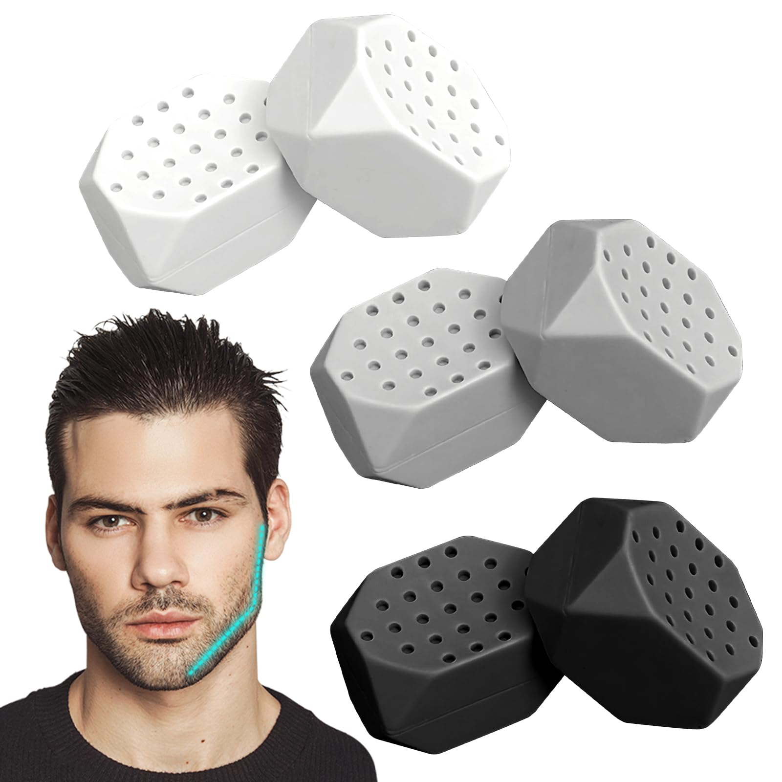 CyanCloudJawline Exerciser Jaw Exerciser for Men & Women (6 Pcs) 3 Resistance Levels Silicone Jawline Shaper for Facial Fitness to Strengthen Facial Muscles, Remove a Double Chin, Clear Jaw