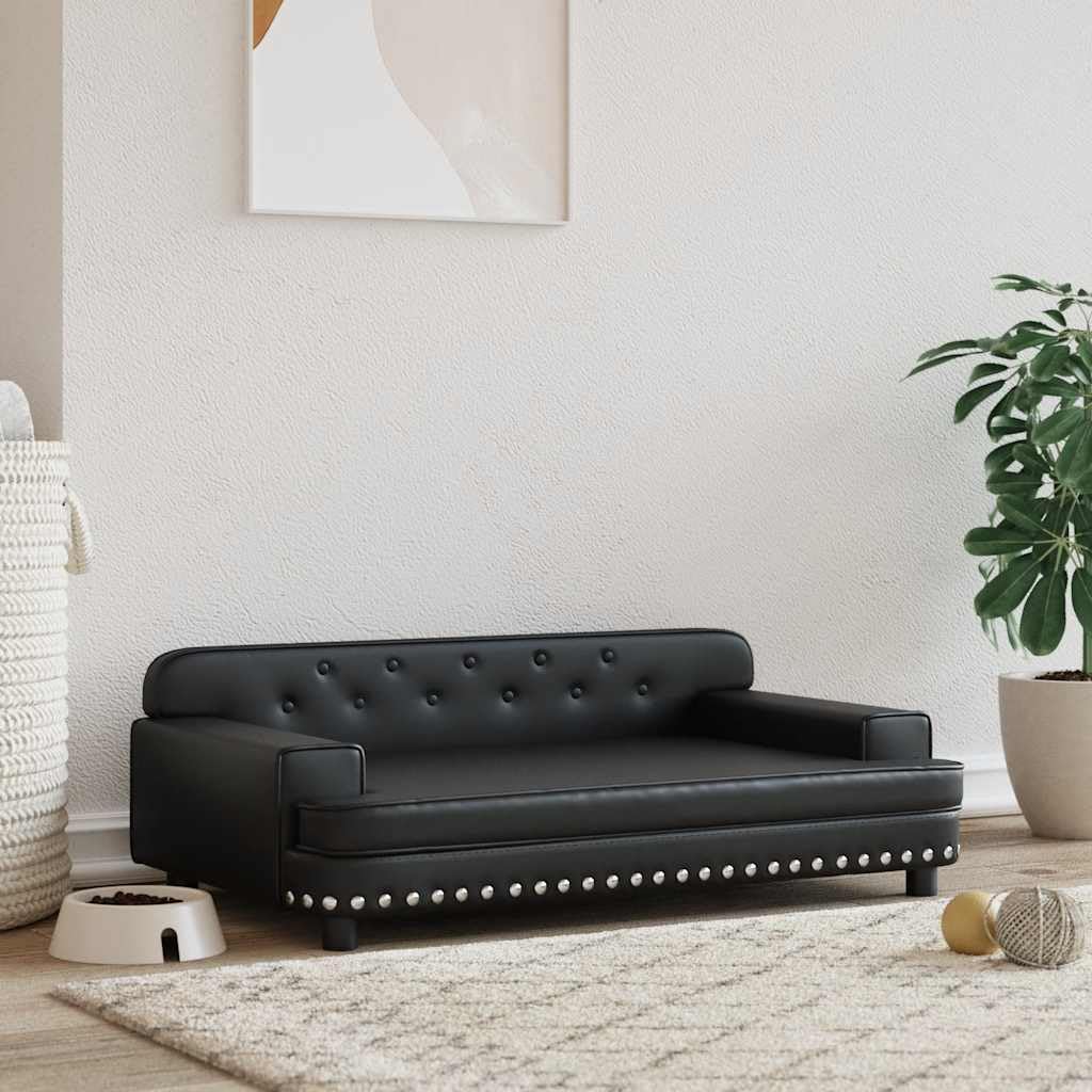 Cuccia per cani nera 90 x 53 x 30 cm, in ecopelle con imbottitura in schiuma, antiscivolo, impermeabile, delicata sulle articolazioni, ideale come posto letto, divano, cuscino per piccoli