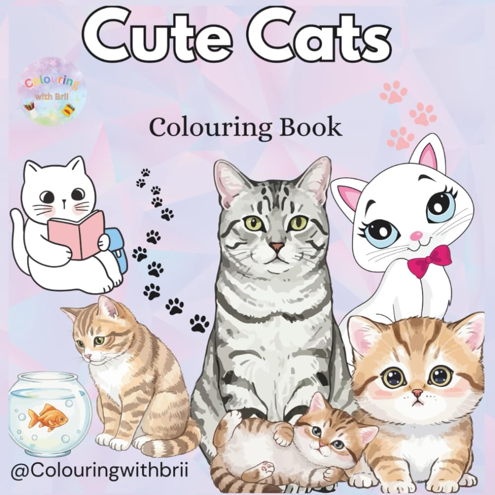 Cute Cats Coloring Book. Adorable and Relaxing Cat Designs for Kids and Adults: Fun, Simple, and Stress-Relieving Cat Coloring Pages for All Ages