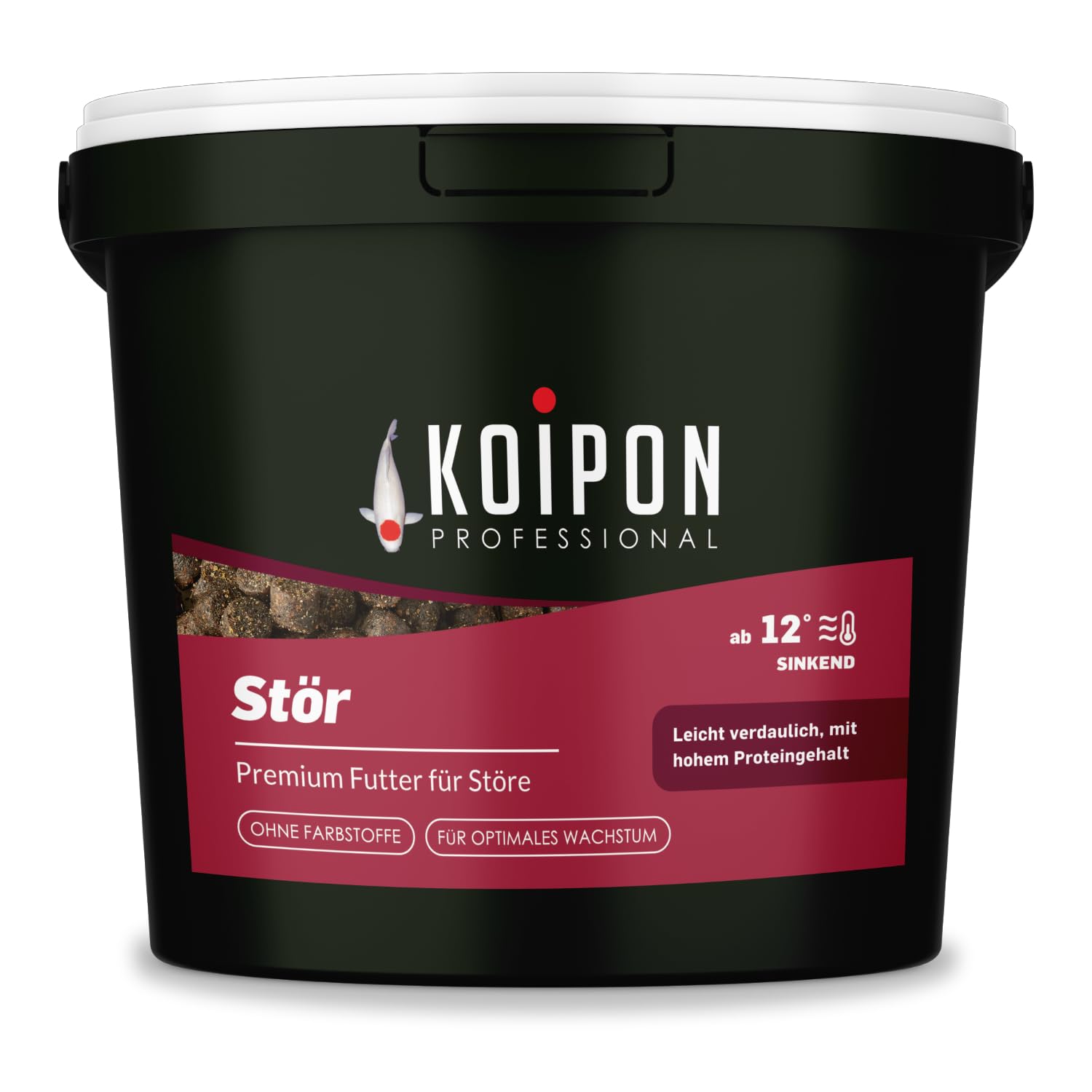 KOIPON Premium Störfutter 3 kg, sinkend, Teichfutter 6mm Pellets für Stör im Gartenteich, Ideal für gemeinsame Haltung mit Koi