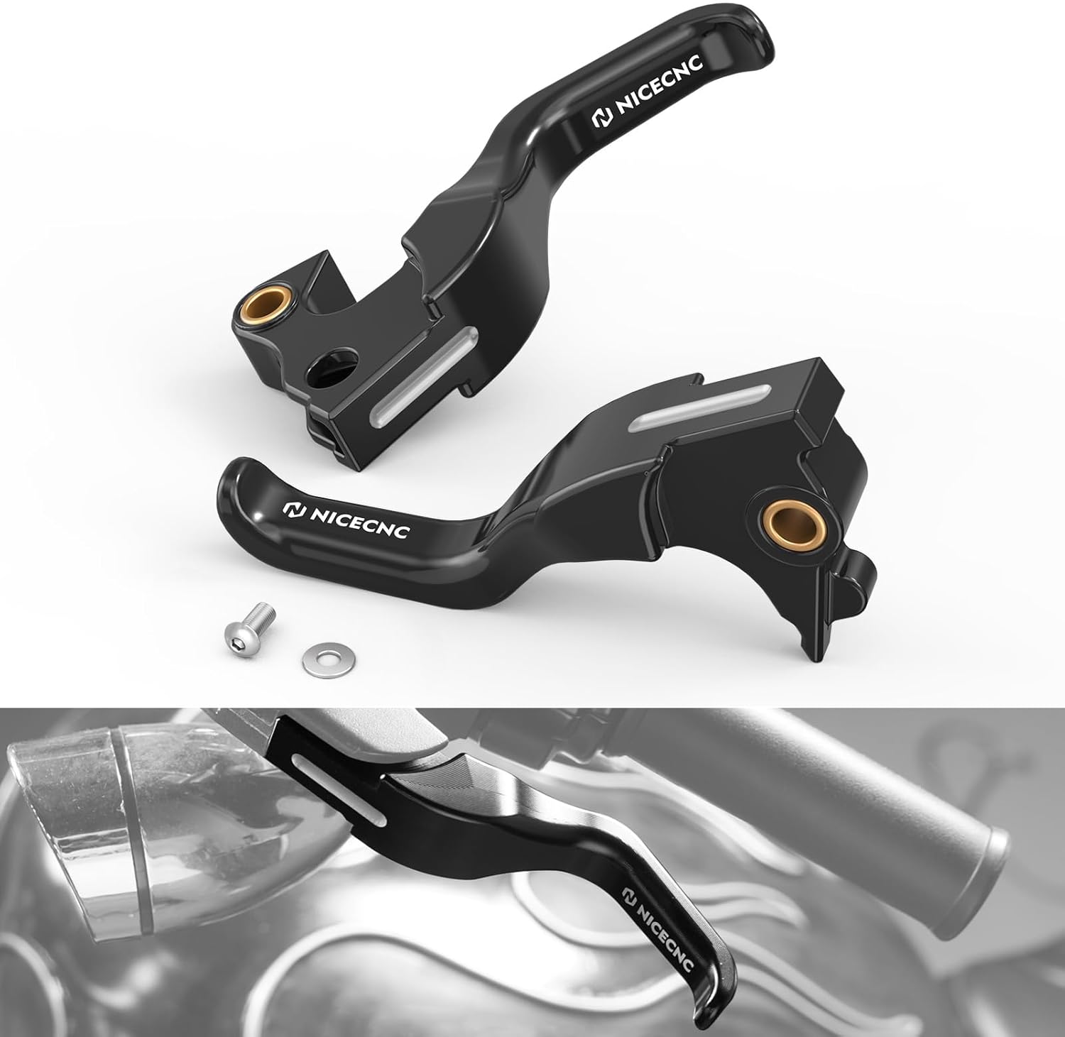 NICECNC Short Brake and Clutch Levers Compatible with Harley Forty Eight Dark Custom XL1200X 2014, Forty Eight XL1200X 2014-2019, Iron 883 XL883N 2014-2020, Forty Eight XL1200X 2014-2019, Black