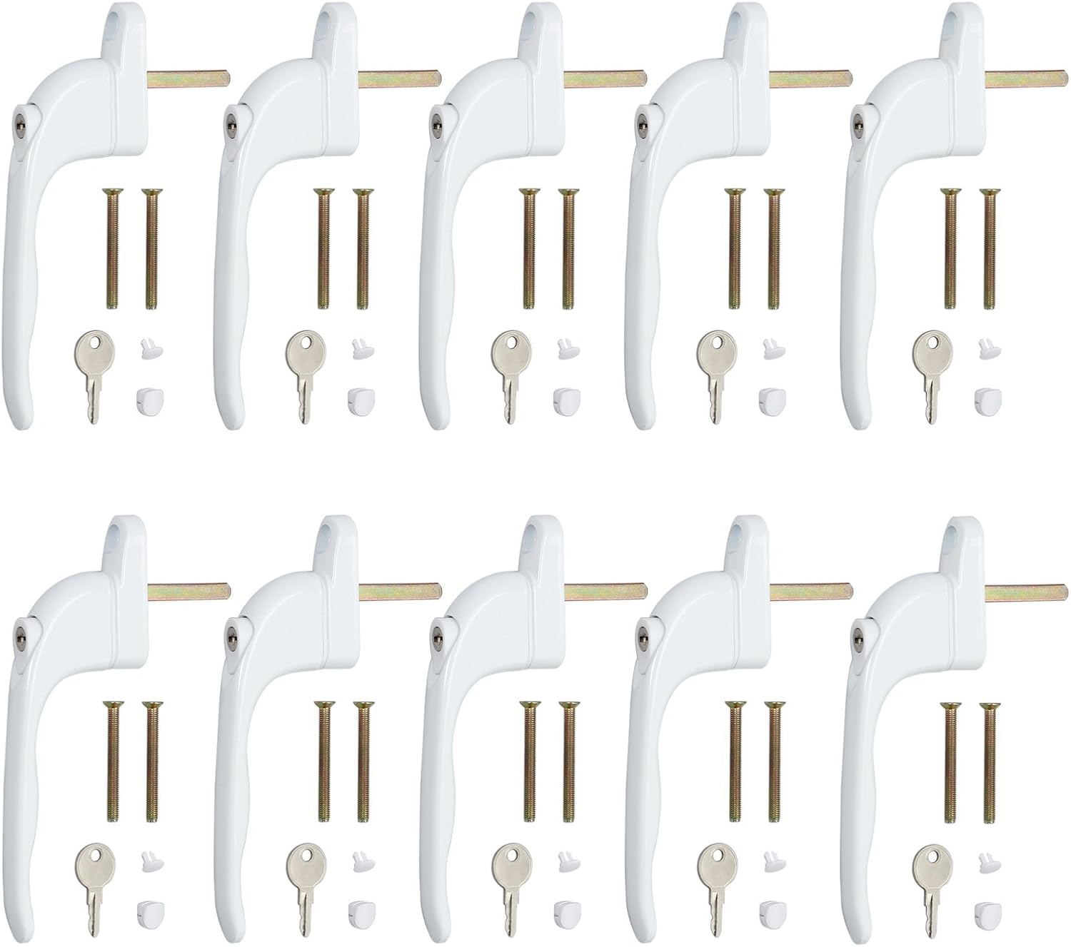 Neoteck Abschließbarer Fenstergriff 10PCS 43mm PVC Fensterschloss mit Schlüssel Fensterknauf Kindersicherung Fenstersicherung Weiß