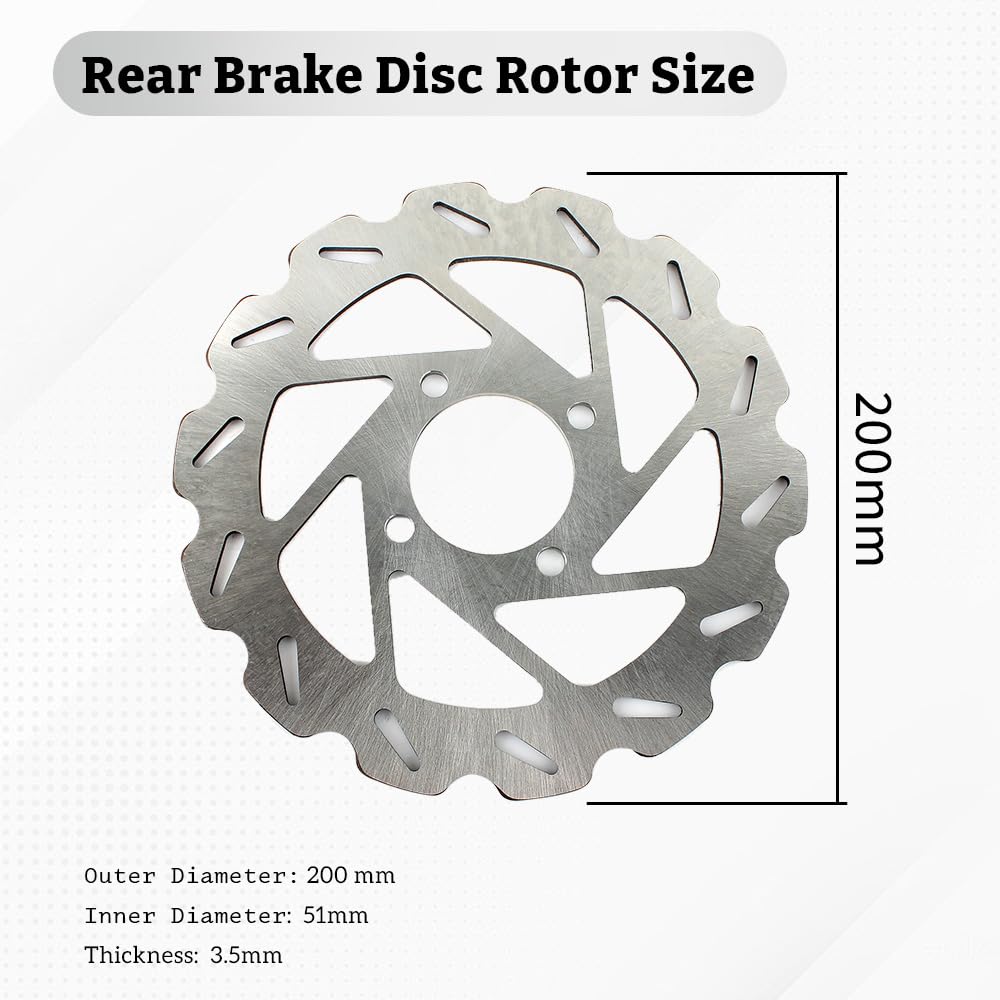 TARAZON 200mm ATV Rear Brake Disc Rotor for Yamaha YFM 125 250 350 R Raptor/YFZ 450 S 2004 2005/ YFM250 TARAZON 200mm ATV Rear Brake Disc Rotor for Yamaha YFM 125 250 350 R Raptor/YFZ 450 S 2004 2005/ YFM250