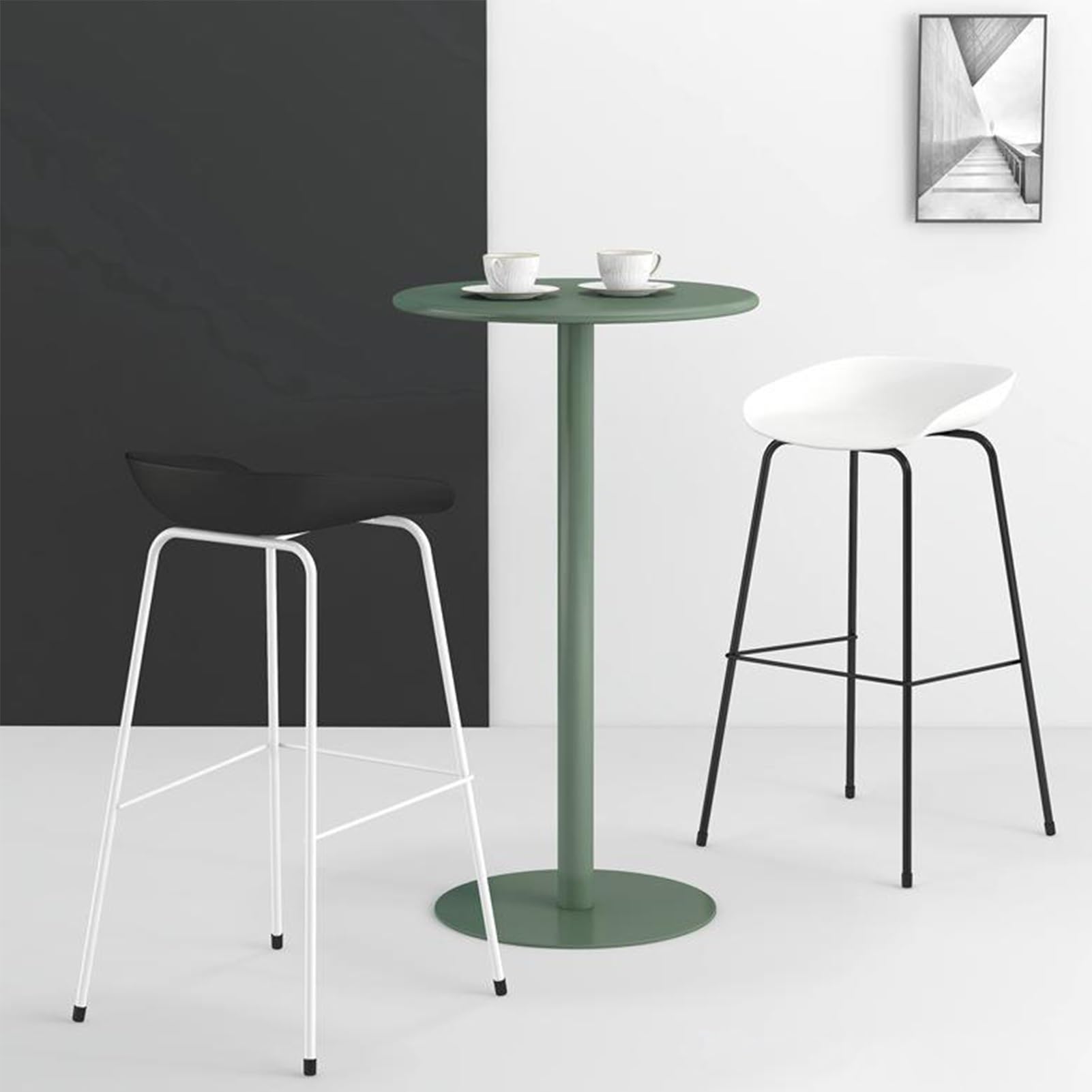 SWENEEN Bistro Table Metal Cocktail Bar Tables, Tall Bistro Pub Tables, Round Breakfast Dining Table, Modern Style Counter Height Coffee Table Accent Tables,60x60x104cm