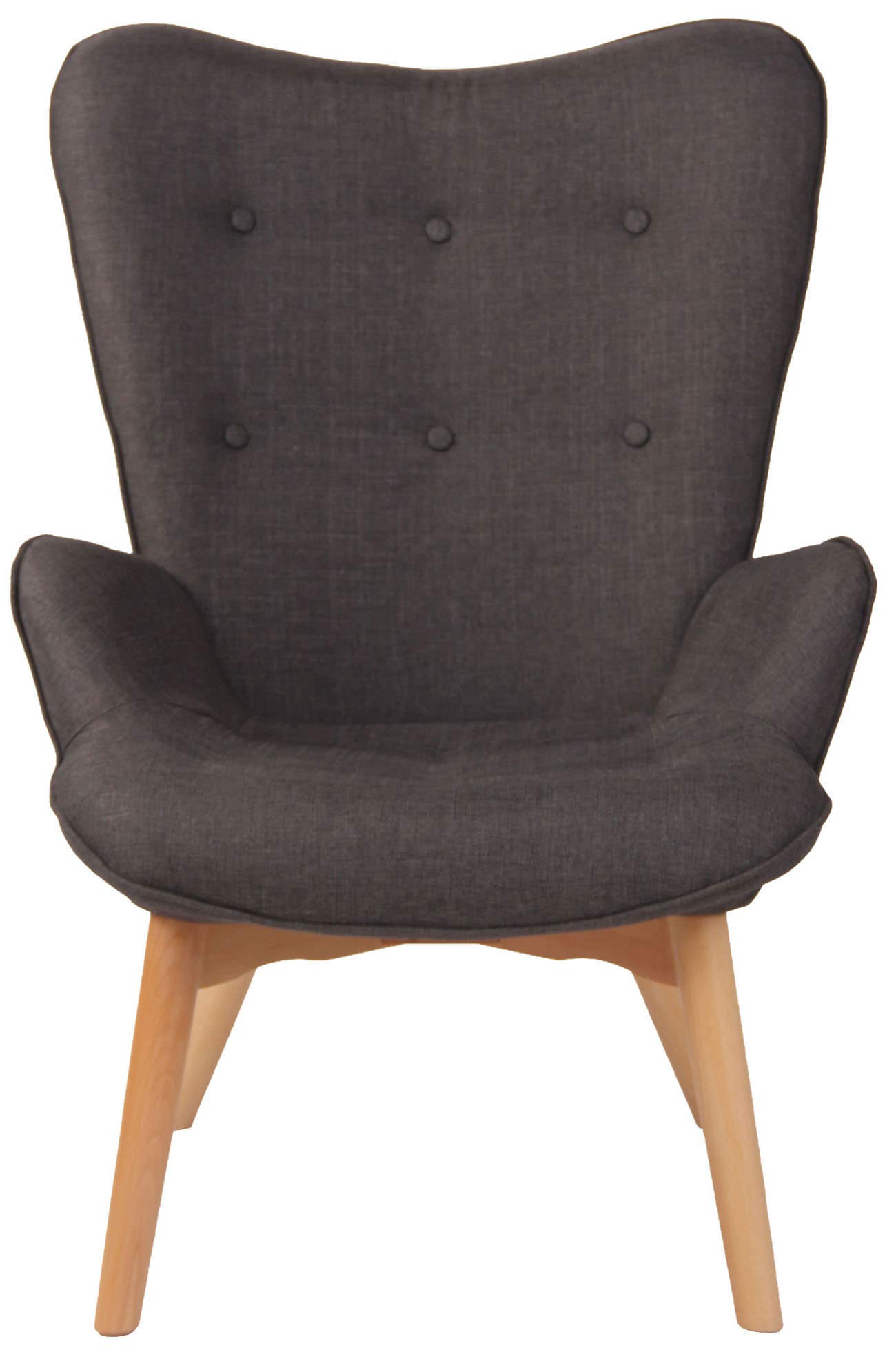 CLP Sillón Orejero Nórdico Durham Tapizado En Tela I Butaca De Salón En Estilo Escandinavo I Sillón De Lectura con Base De Madera I Color: Color:Gris Oscuro
