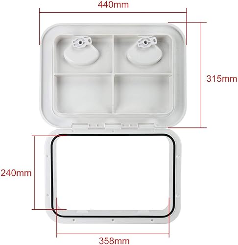 Miniatura 2 de Amarine Made Escotilla de cubierta marina para cubierta de barco escotilla de acceso y tapa 12-38 pulgadas X 17-14 pulgadas - Blanco - 12.402 in x