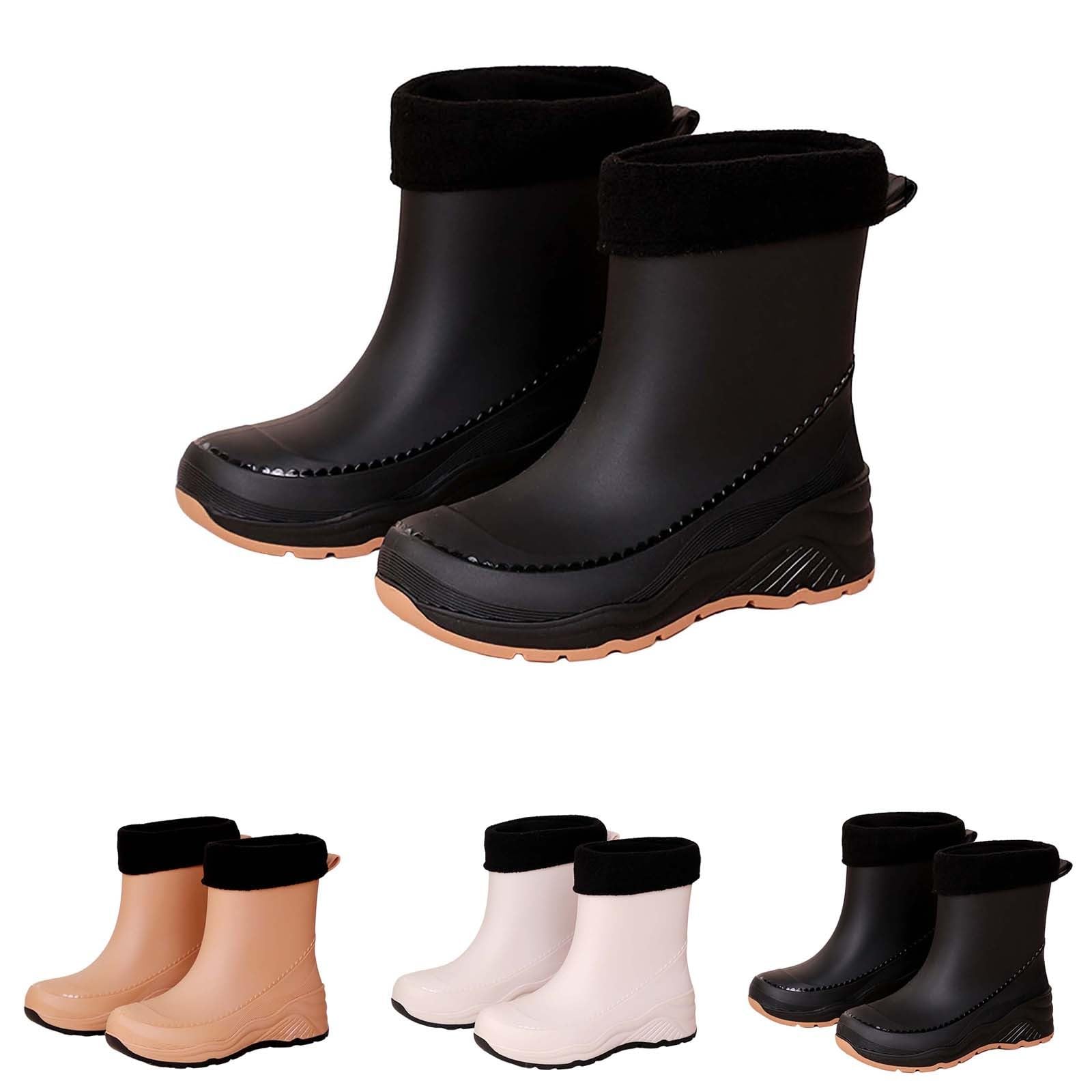 Botas de goma para mujer, medias altas, botines de goma, forradas, botas de lluvia, botines impermeables, zapatos de jardín, antideslizantes, para lluvia, botas de lluvia, botas de goma