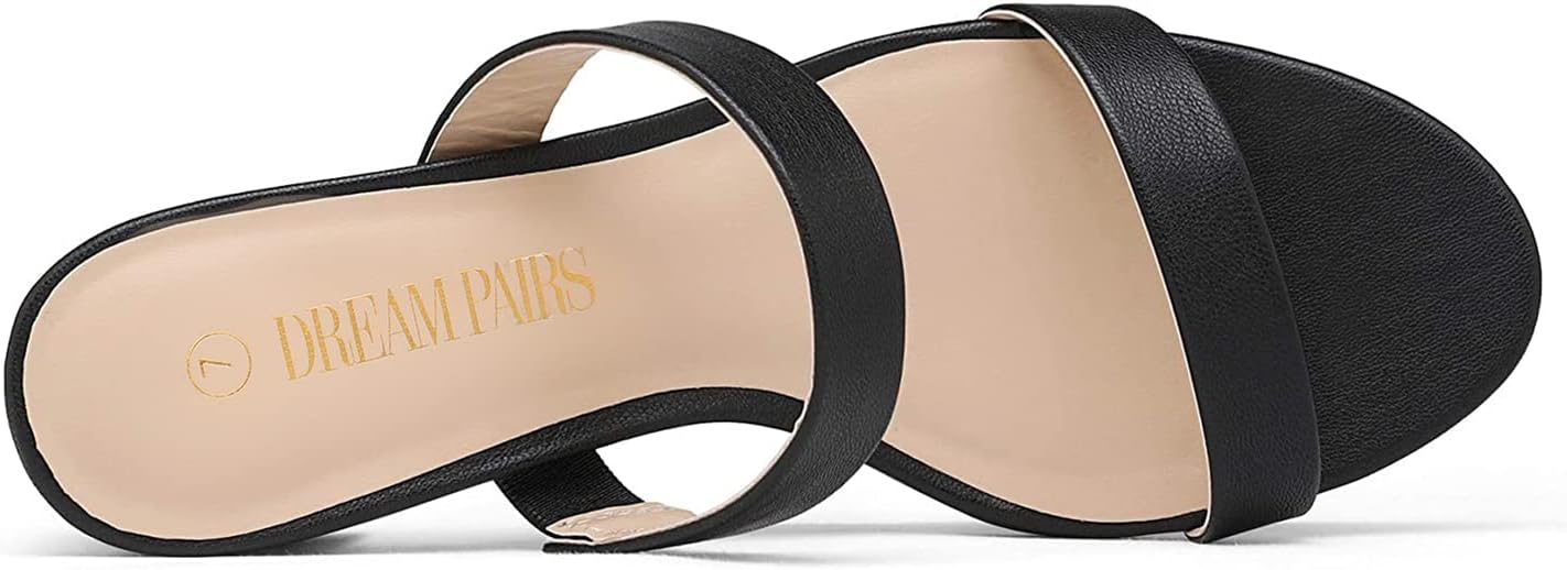 DREAM PAIRS Women's Two Strap Open Toe Low Block Chunky Heels Sandals Dress Pumps Casual Summer Mules Shoes - Image 4