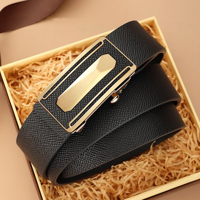 JSEIAJB Men's Genuine Leather Belt With Toothless Automatic Buckle Cowhide Belt3