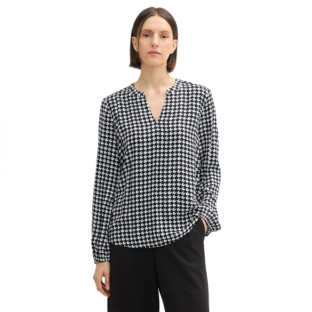 Tom Tailor Damen 1043863 Bluse mit V-Ausschnitt