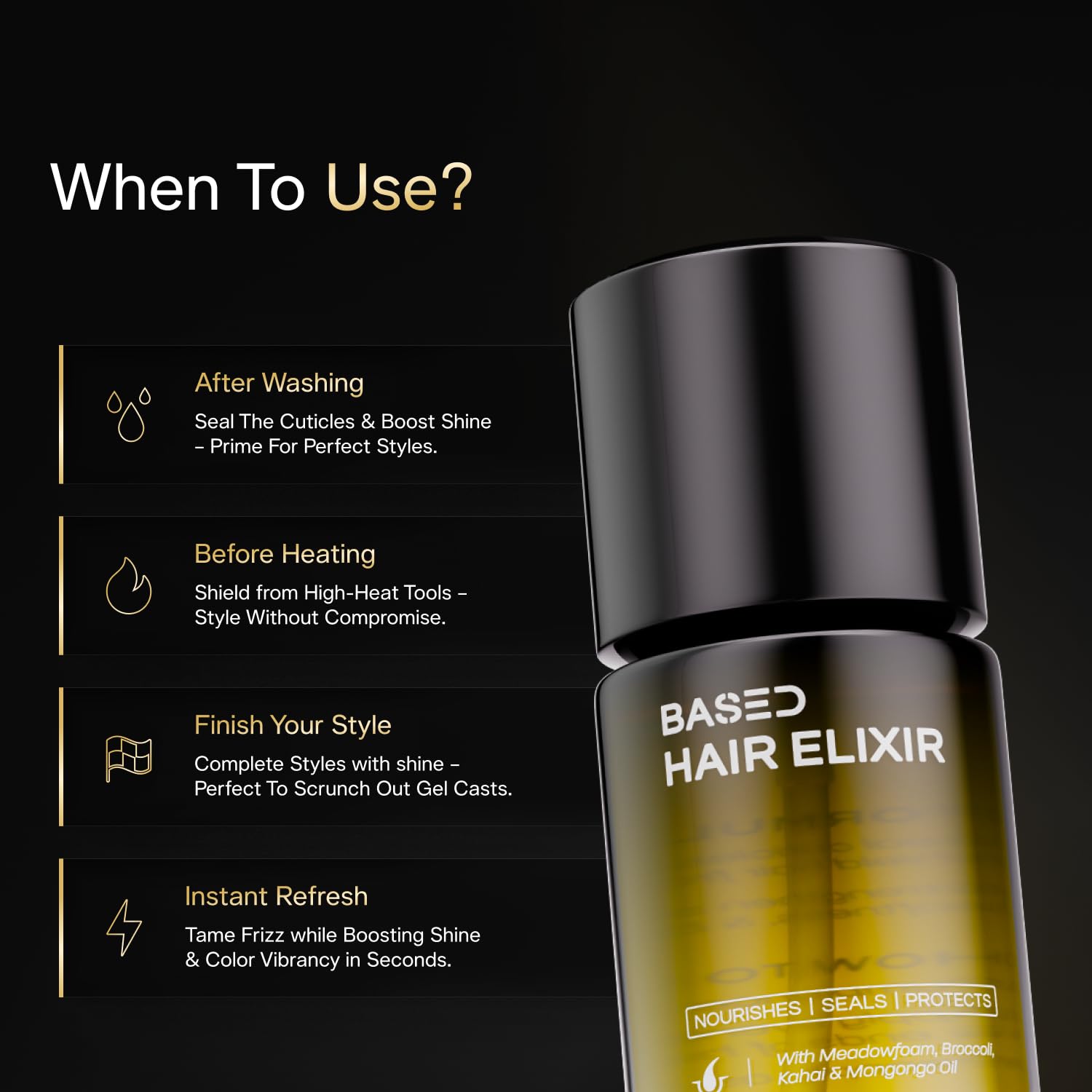 BASED Hair Elixir Weightless Shine Serum with Heat Protection