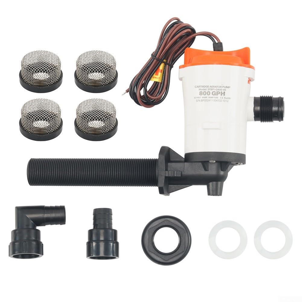 12V Barca Acqua 800GPH Con 4 Filtri In Acciaio Inox Per Vivo Bene Bait Tank Fish Keeping