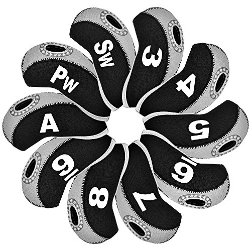 Agemore Golfschlägerhauben, Neopren, durchsichtig, für TTitleist, Callaway, Ping, Taylormade, Cobra, Nike, etc, 10 Stück, hellgrau