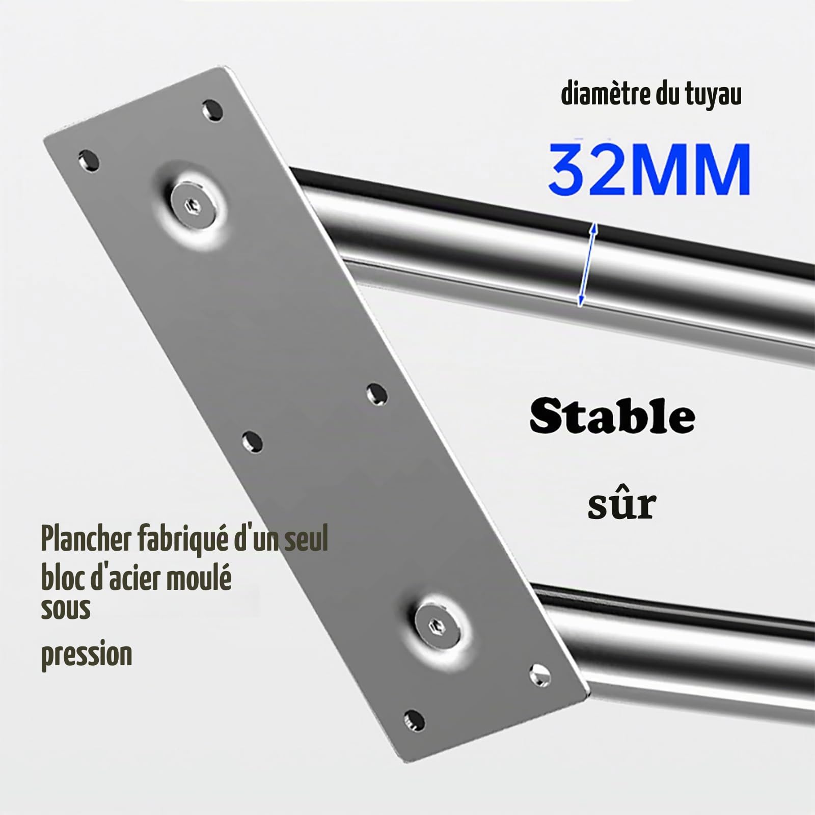 Main Courante Pour Escalier,60cm En Acier Inoxydable En Forme De u,Grade 1 à 4,Robuste Et Antidérapante,Pour Les Garages,Les Toilettes,Les Balcons,à l'Intérieur Et à l'Extérieur(Tube De 3,2 Cm)
