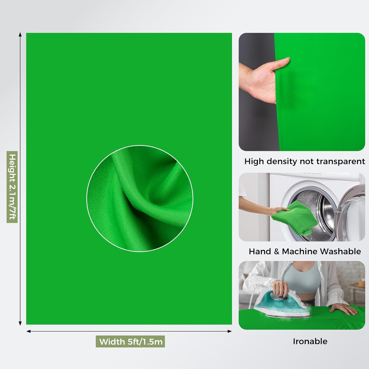 EMART Green Screen Backdrop Kit with Reverse Folding Base, 5x6.5ft Photo Greenscreen Background with Portable T-Shape Stand and 5 Clamps for Photography, Photoshoot, Studio Video Recording, Streaming