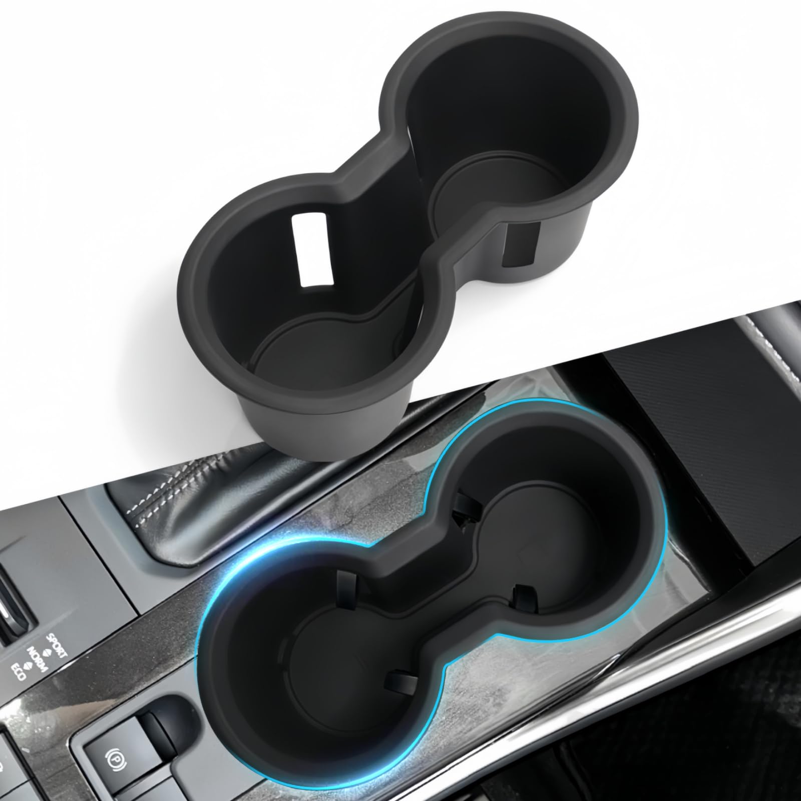 Center Console Cup Holder Inserts for Toyota Highlander L LE XLE XSE Limited Platinum 2024 2023 2022 2021 2020, Interior Accessories Silicone Car Cup Holder for 2020-2024 Highlander, Black