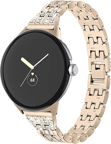 FitTurn Compatible con Google Pixel Watch 4 3 1.614 inWatch 2 1 Correa de metal con diamantes brillantes para mujer, correa de cristal elegante para