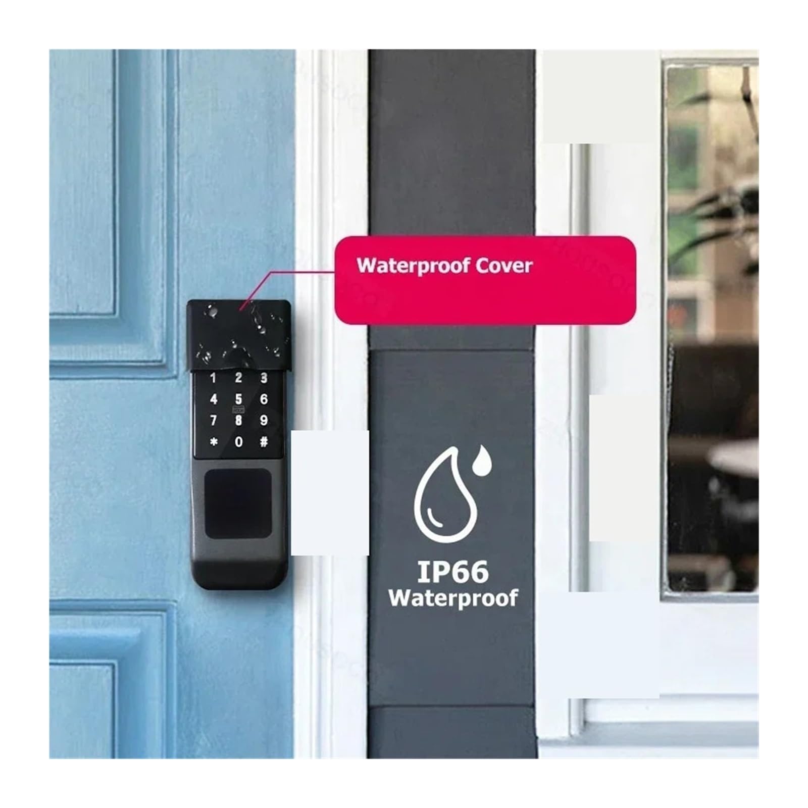 Serrure à empreinte digitale étanche, télécommande Wi-Fi, Bluetooth, carte, code numérique, porte intelligente électronique(Standard,Double-sided)