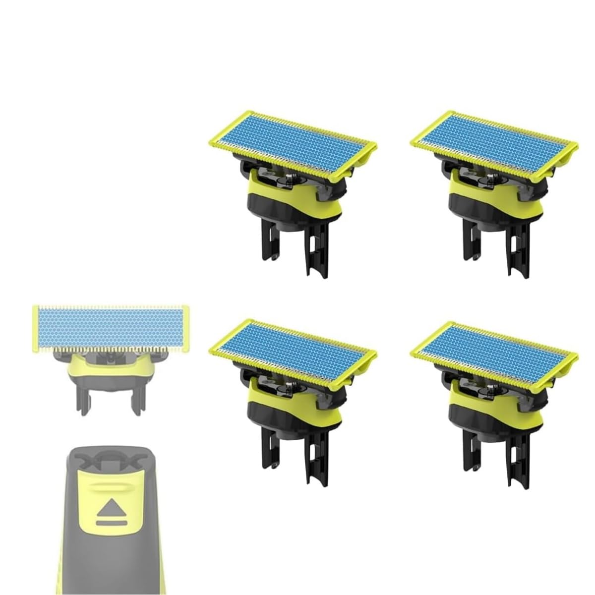 Juego de 2/3/4/6 cuchillas de repuesto de acero inoxidable compatibles con todos los modelos OneBlade - Cuchillas antifricción (4)