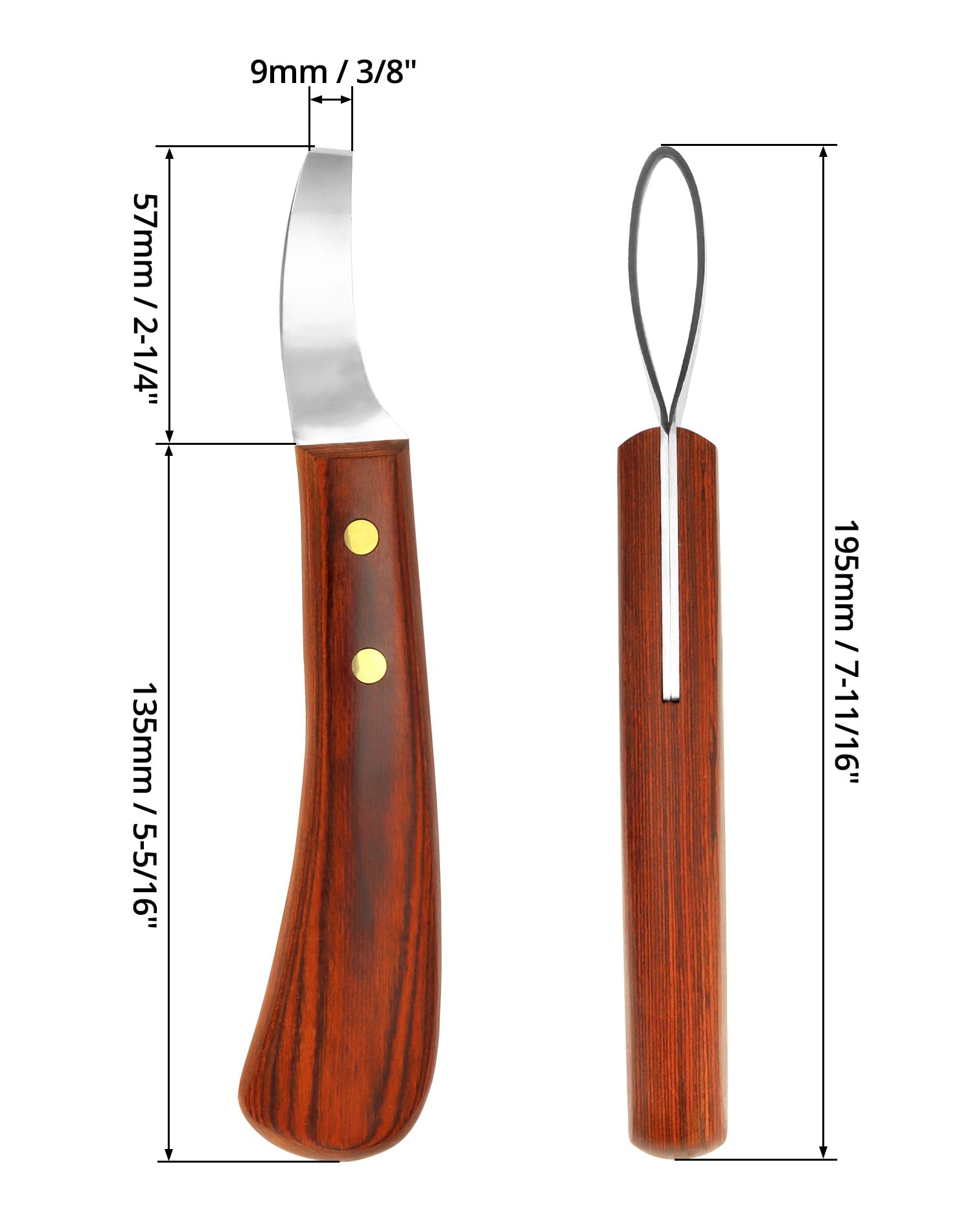 QWORK® Cuchillo para pezuñas de Acero Inoxidable de Primera Calidad con Mango, Cuchillo para bucles, Herramienta para Recortar pezuñas para Caballos