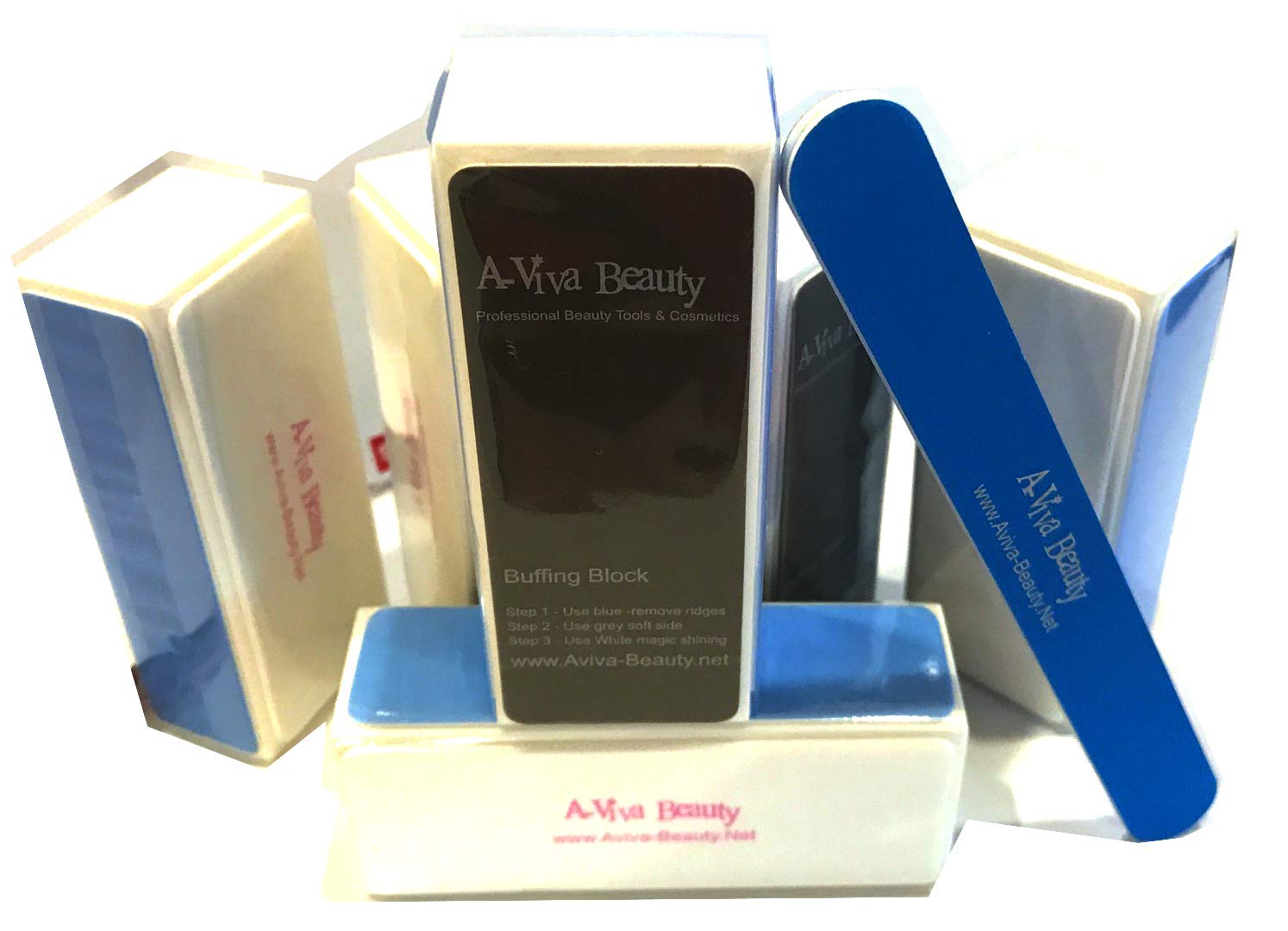 4 Way Nail Buffer Block A-viva Beauty Natural Nail Polisher With 4 Sides – File, Smooth, Shine … (6 Count Pink Nail File)