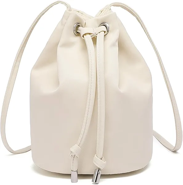 YONBEN Black Drawstring Crossbody Bag Nylon Fabric Large Capacity Organizer Bag with Gold Tone Hardware
