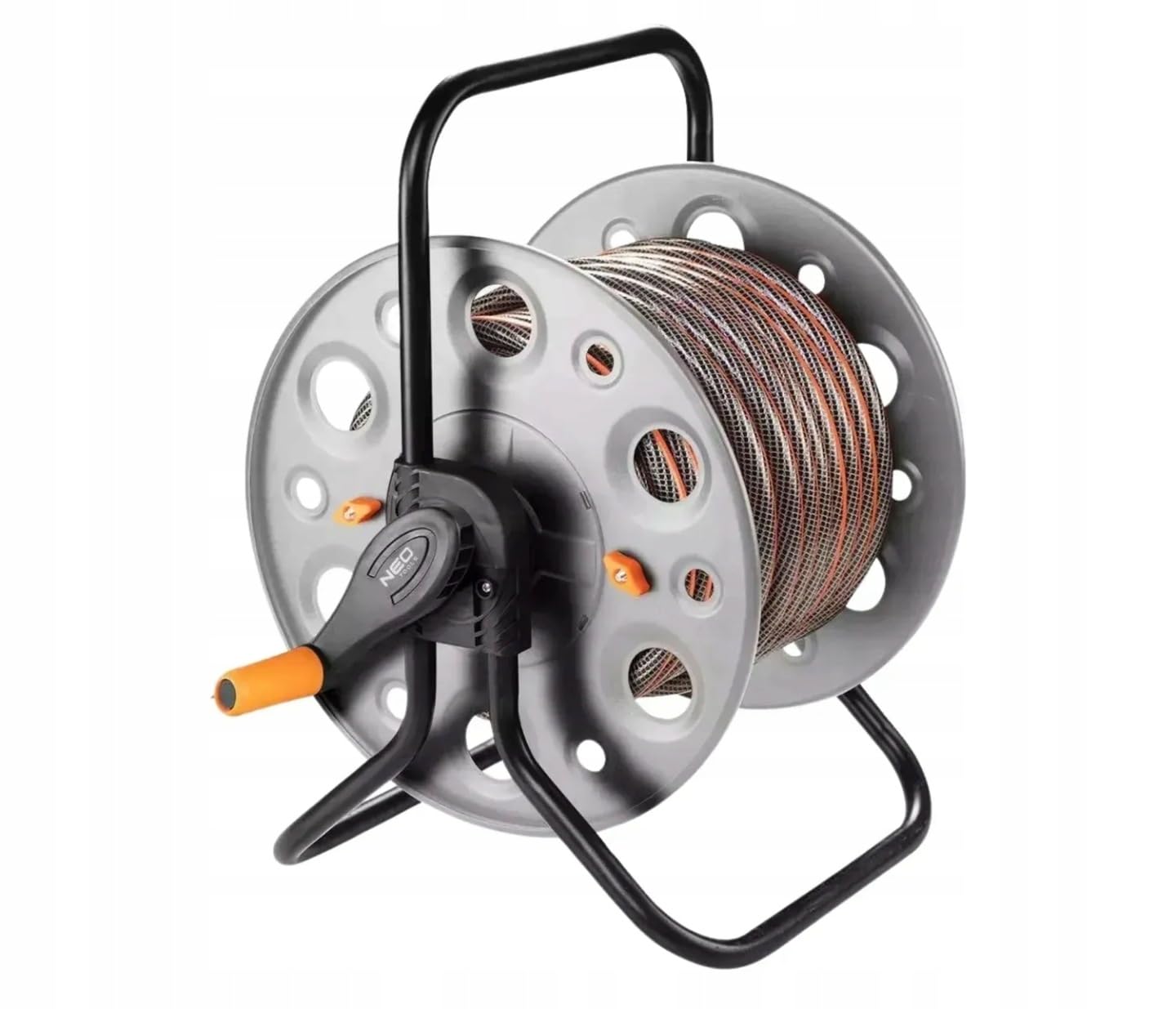 NEO TOOLS Set di tubi da giardino, 50 m, 1/2", 4 strati, supporto per tubo in metallo, ugello regolabile VERTO, attacco per rubinetto e giunti con funzione di arresto, sistema di irrigazione