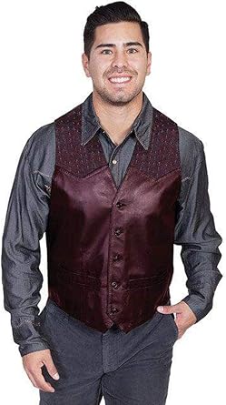 Scully Mens Ostrich Trim Leather Vest - 607-175