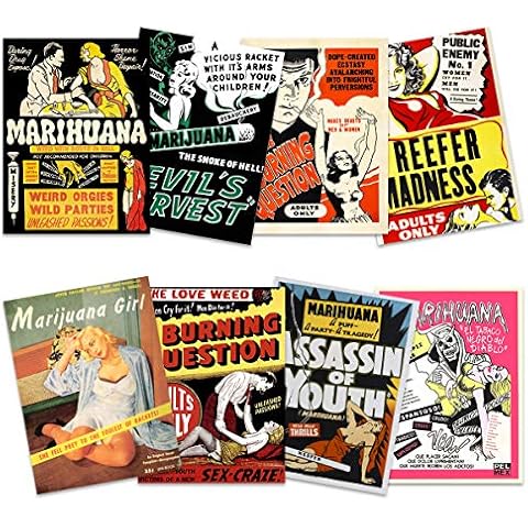 Wee Blue Coo Weed Reefer Madness Cannabis Marijuana Drugs Unframed Wall Art Print Poster Home Decor Premium Pack of 8 Cover