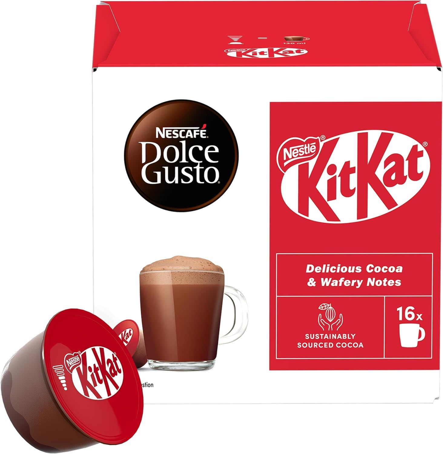 NESCAFÉ Dolce Gusto KitKat Hot Chocolate Coffee Pods x16 (Pack of 1)