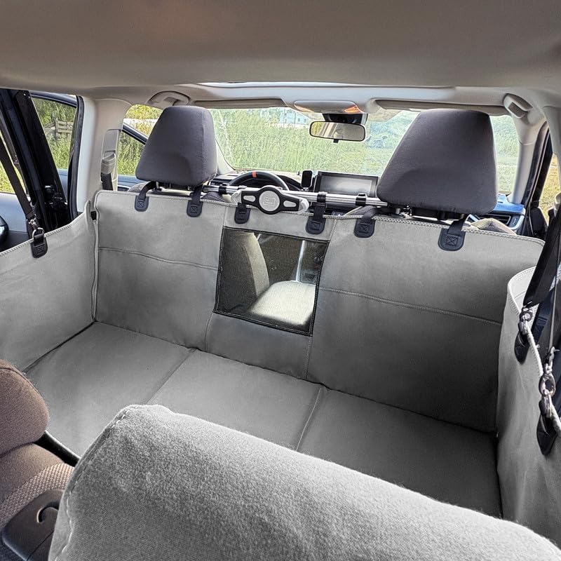 Coperta per cani per sedile posteriore auto, sedile posteriore con protezione laterale e finestra di visualizzazione, antigraffio e impermeabile, per cani, sedile posteriore (grigio