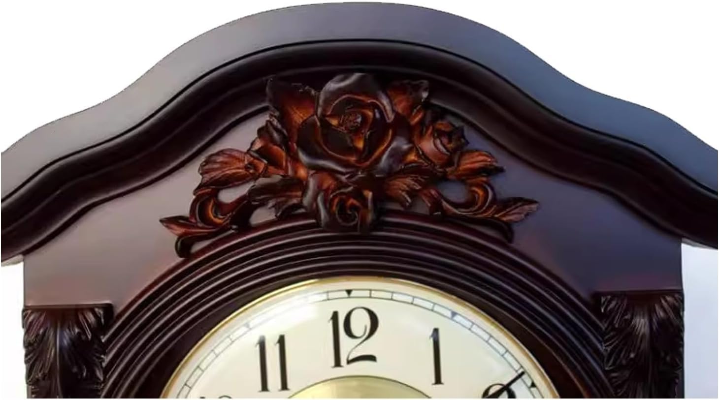Reloj de pared con péndulo, acabado de caoba con campanillas cada hora para sala de estar, oficina, decoración del hogar