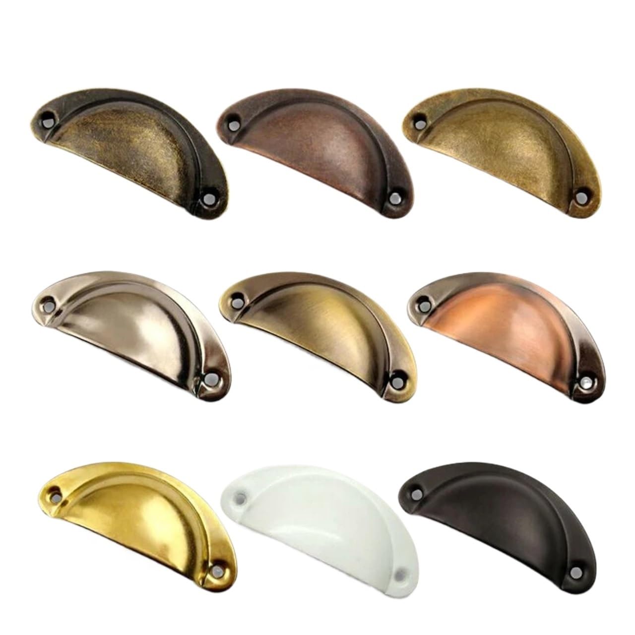 Qvorlth Vintage Cabinet Pulls 40PCS Retro Metal Kitchen Drawer Cabinet Door Handle Furniture Knobs Handware Cupboard Antique Brass Shell Pull Handles(Bronze)