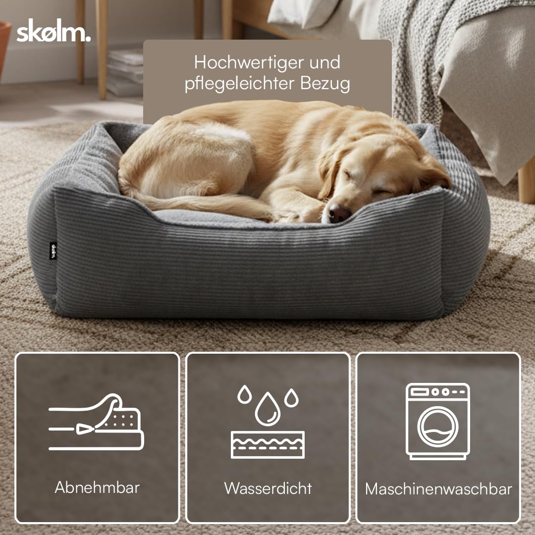 skølm Kuscheliges Hundebett Eir mit abnehmbaren Bezug, Hundekorb waschbar für kleine und mittelgroße Hunde, Hundekissen, Hundekörbchen Hundesofa 90x65 cm