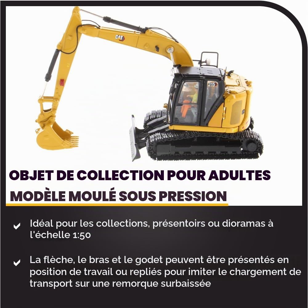 Caterpillar Diecast Masters 85957 - Pelle sur chenilles Next Gen » Cat 315, échelle 1:50, env. 6,0 x 5,1 x 15,0 cm, à partir de 14 Ans