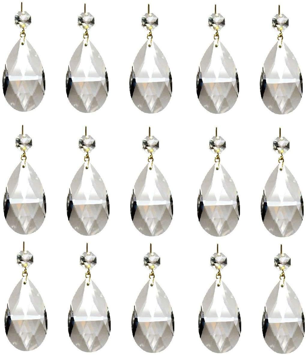 DerBlue 20 Pieces Clear Teardrop Crystal Chandelier (Gold Pinning,Angel Tears Series)