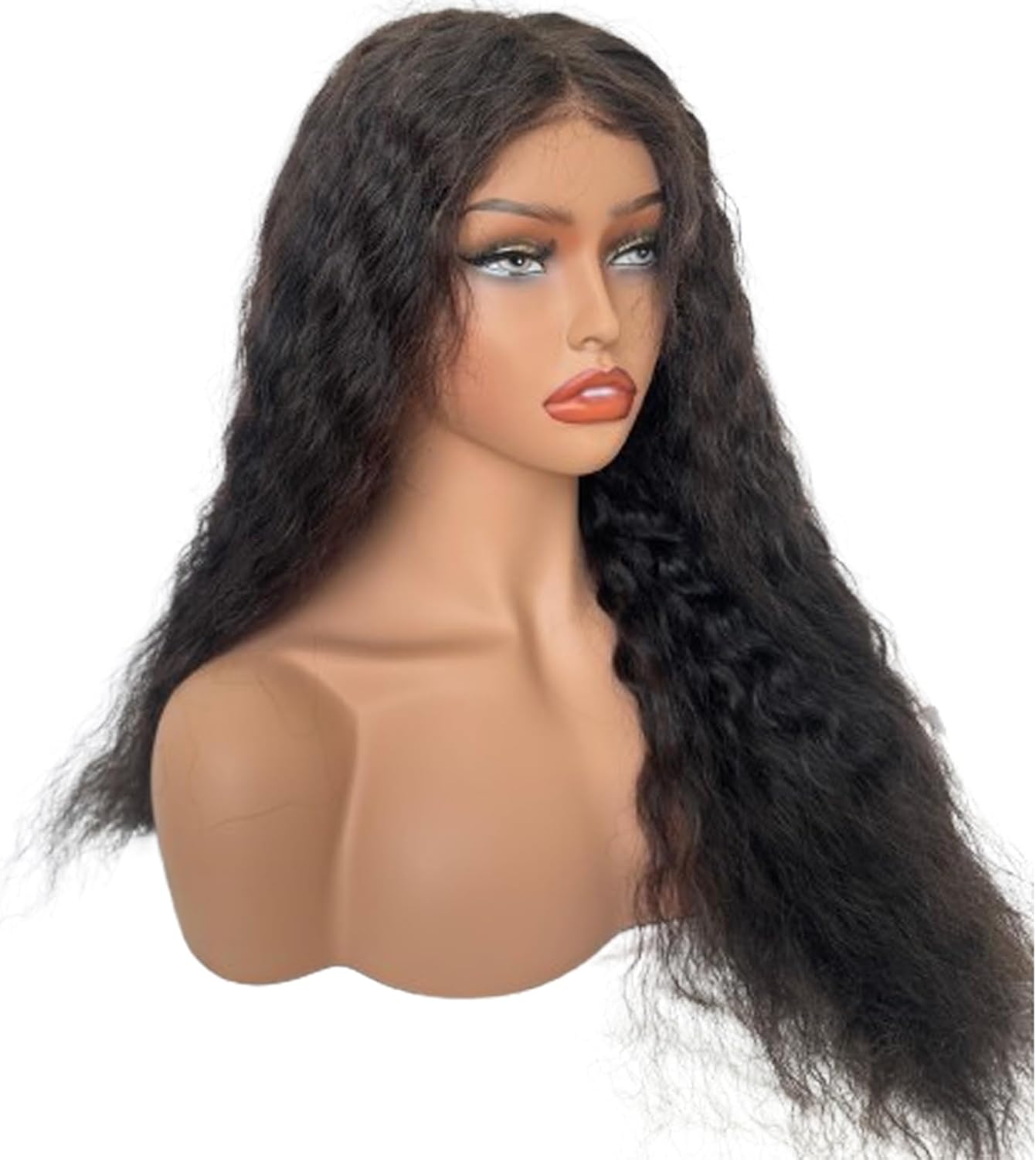 Voloria Realistic Female Mannequin Head with Shoulders for Displaying Wigs, Jewelry, Eyewear PVC Manikin Bust Light Brown Color