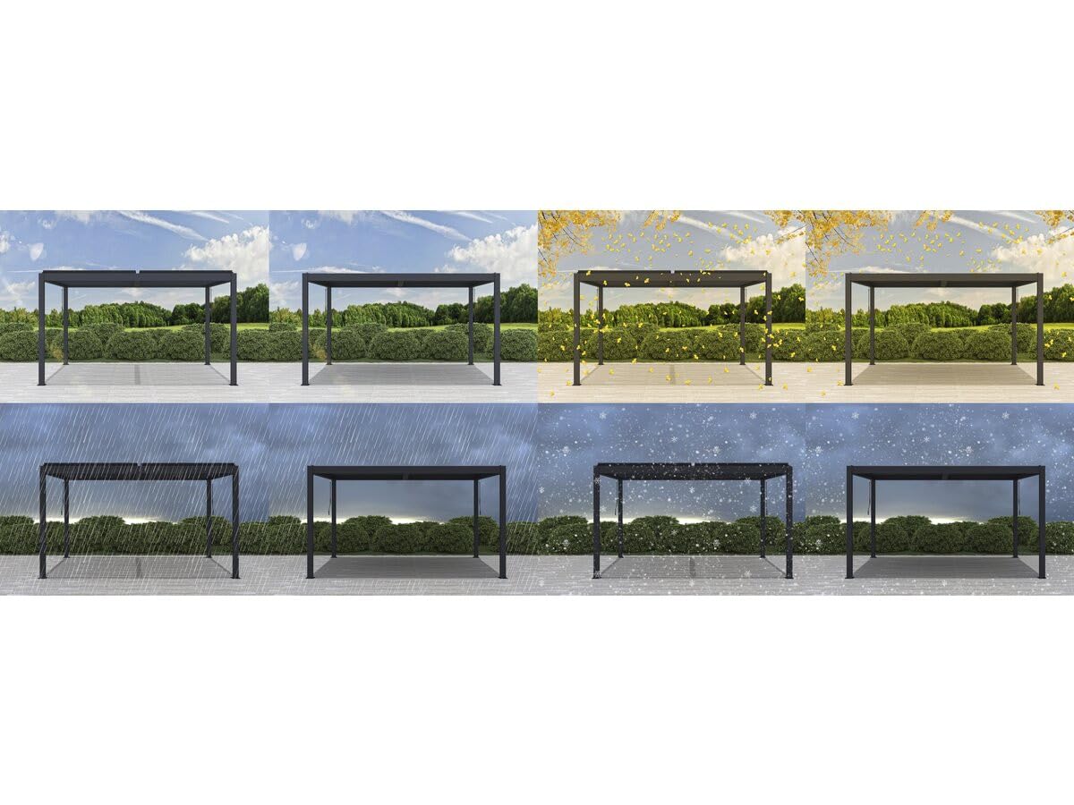 Pergola bioclimatique motorisé avec LED Windsor en Aluminium 3 x 4 - Gris