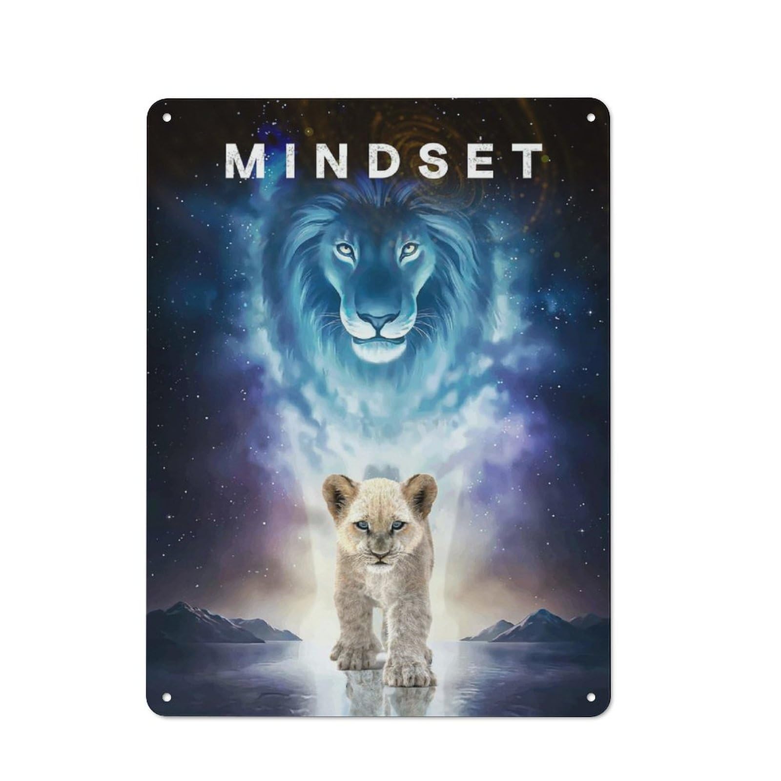 Junmoney Lion Mindset Power Within Urban Metal Wall Decor 40X30cm, Metal Wall Art Sign For Loft, Studio, Office Or Creative Room