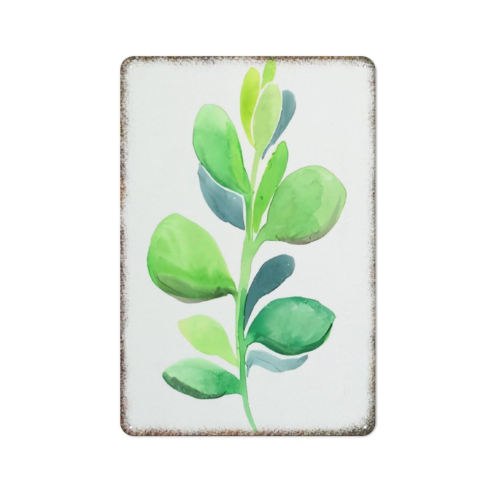 Watercolor Succulent Plant Art Office Home Retro Metal Wall Decor Plaque 8x12 inch