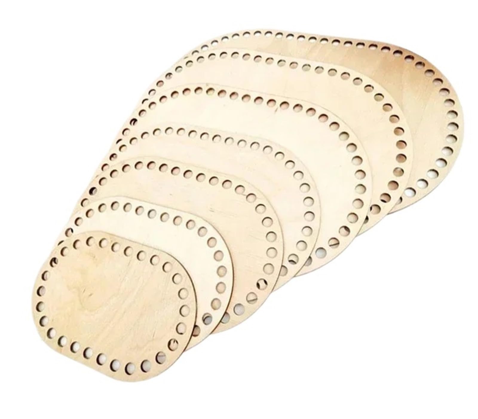 Xinglongs Wooden Basket Bottom 10pcs Crochet Basket Base Oval Blank Solid Natural Wooden Bottom for DIY Weaving Supply Craft Making Home Decoration(Color02)