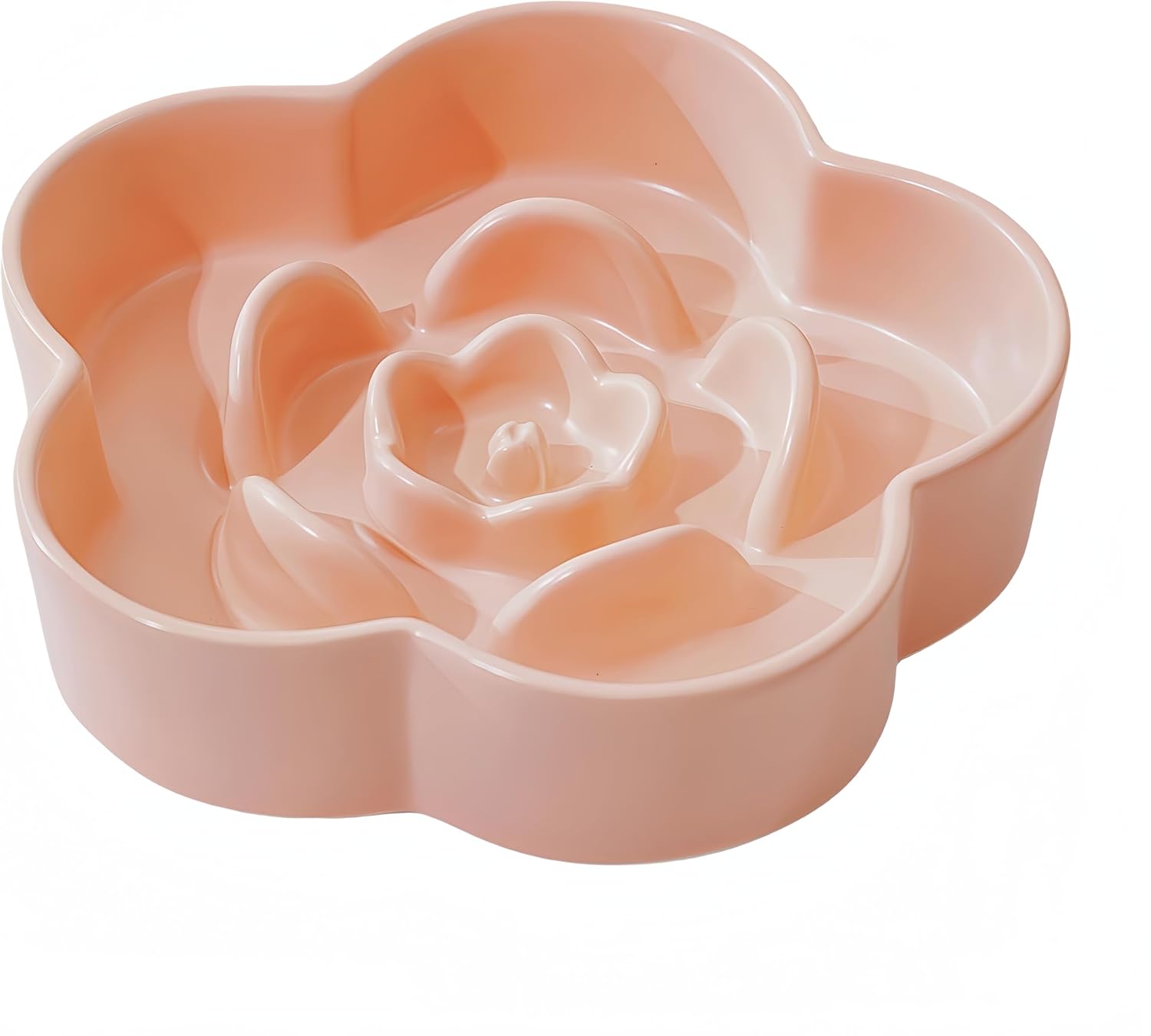 Slow Feeder Dog Bowls Ceramic, Slow Bowl, Slow Eating Healthy Design for Small Medium Size Dogs, Dog Dishes to Slow Down Eating,Anti Gulping (Light Pink, Medium)