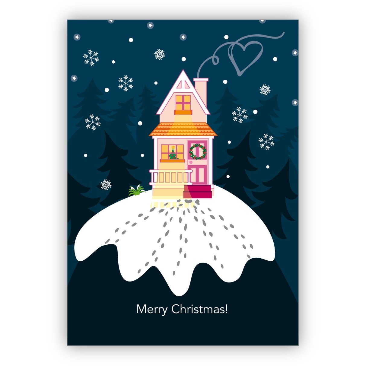 Im 16er Glückwunschkarten Set: Tolle Weihnachtskarte mit Häuschen in Winter Nacht: Merry Christmas • als nette Weihnachts Glückwunschkarte mit Umschlag zu Neujahr, Silvester für Familie und Firma