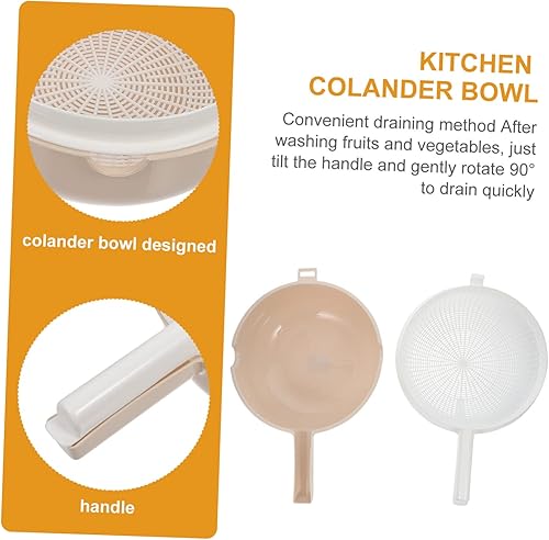 Miniatura 9 de SOLUSTRE Cesta escurridor de mango Colador de mano Cuenco de lavado de cocina Lavadora de verduras Tazón Escurridor de verduras Colador de pasta