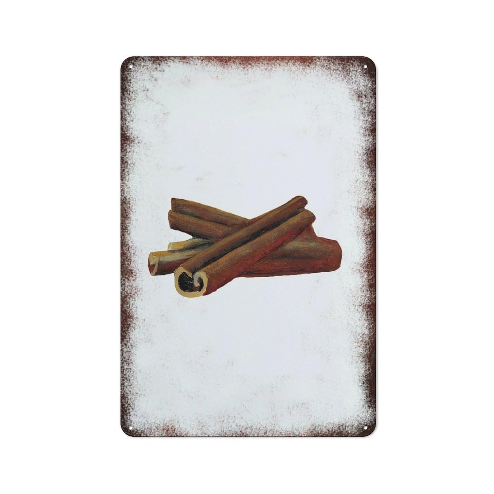 Metal Tin Sign Cinnamon Stick Watercolor Pattern Vintage Rustic Wall Art Kitchen Bathroom Bedroom Living Room Cafe Farmhouse Entryway Office Garage Home Bar Laundry Room Porch Patio 8x12 Inch