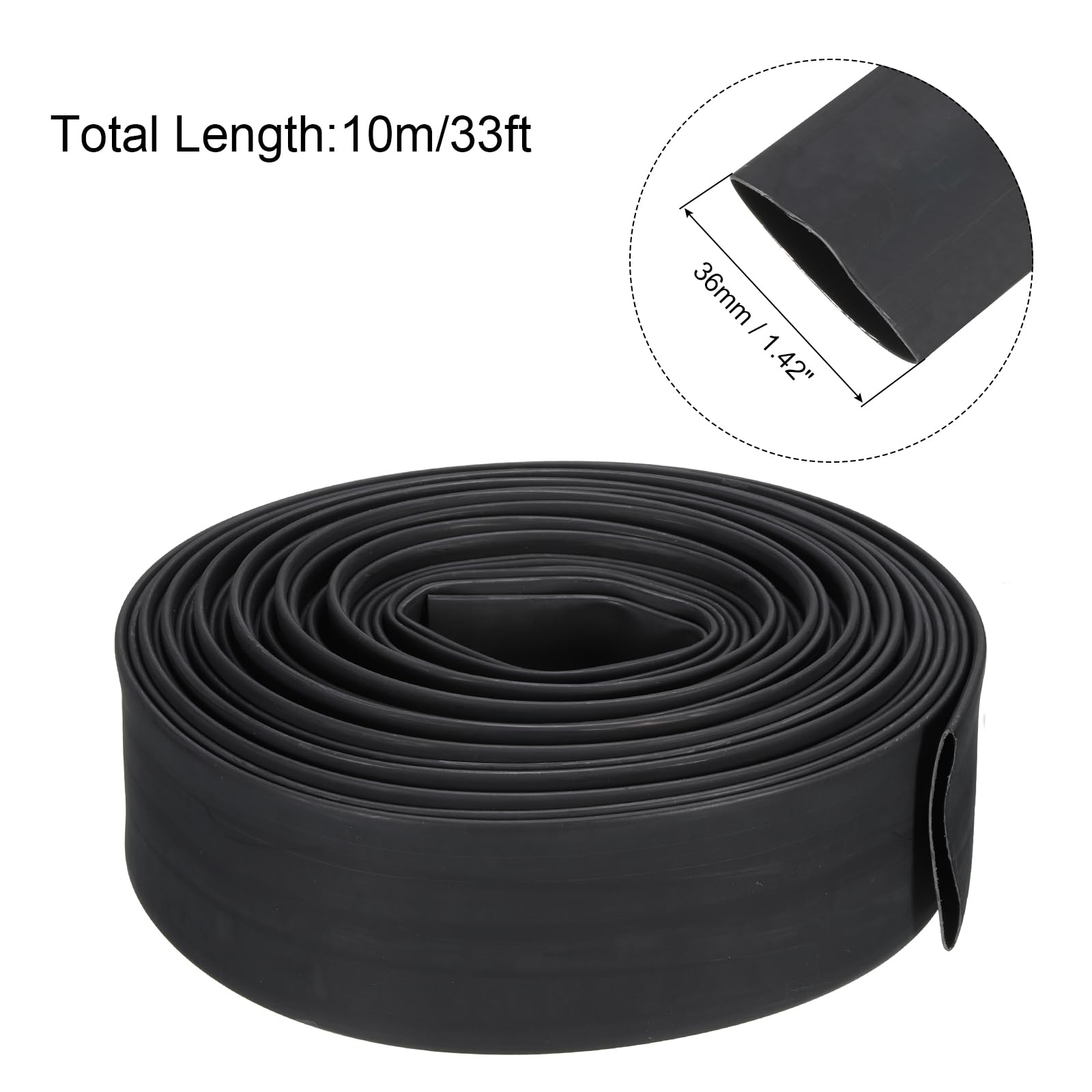 QUARKZMAN 36mm Dia 33 Piedi Guaina Termorestringente Nera, 4:1 Tubo Termorestringente per Cavi Elettrici Doppia Parete Adesivo Foderato Marino Impermeabile Industriali Avvolgicavo