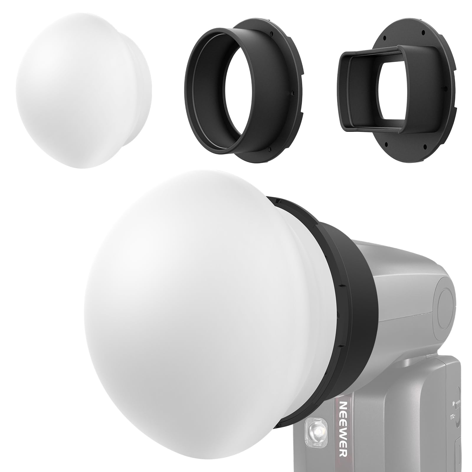 NEEWER Silicone Flash Diffuser with Two Magnetic Adapter Rings, Light Modifier Shaper Softbox for NEEWER NW700 NW760 Z880 Z760 Square Head & Z1 Z2 Z2PRO Z2II Z3 Round Head Speedlite, CRS2-image-49