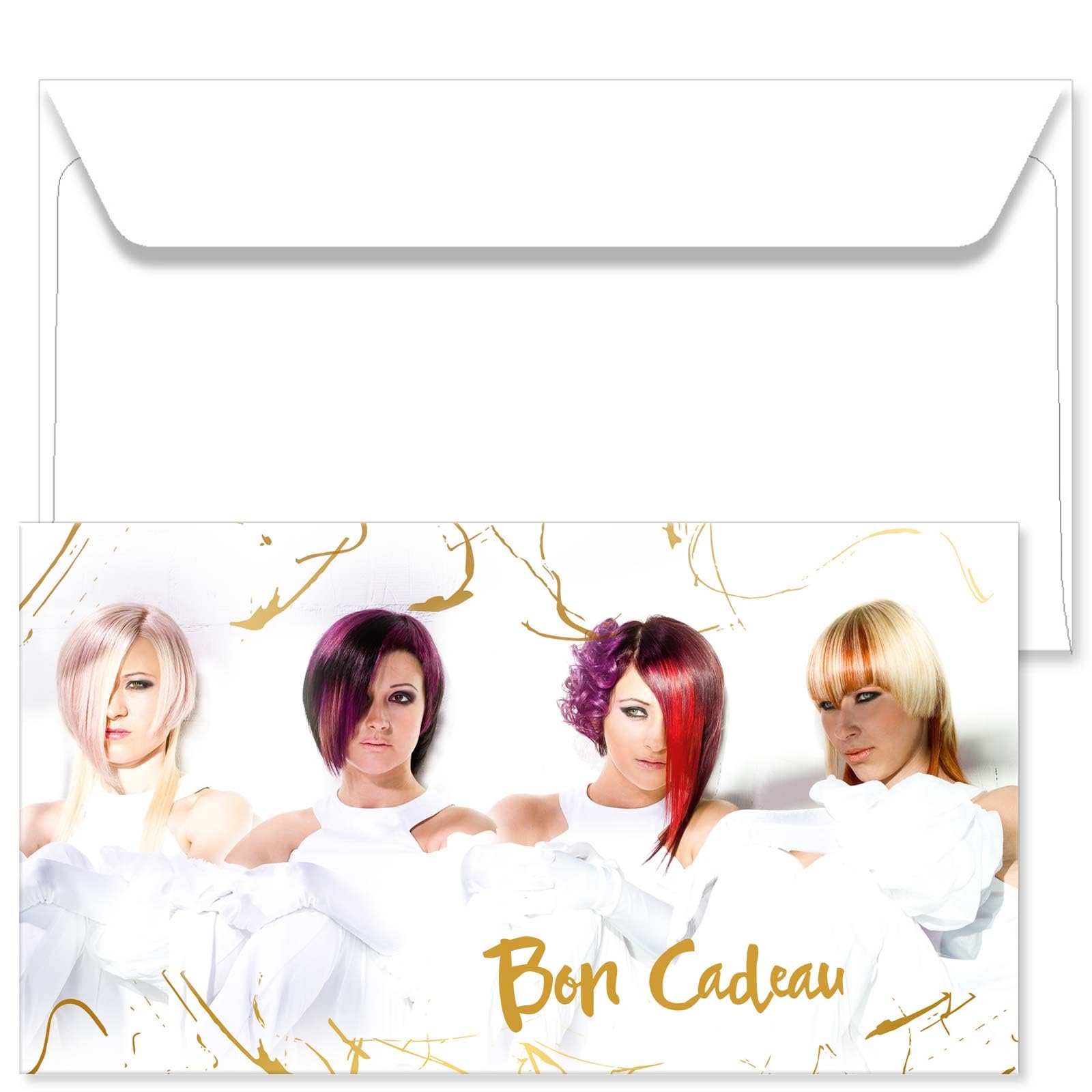 POS BON - 100 bons cadeaux à remplir avec enveloppe - formulaires imprimés pour des salons de coiffure K1299F-1-100-V1